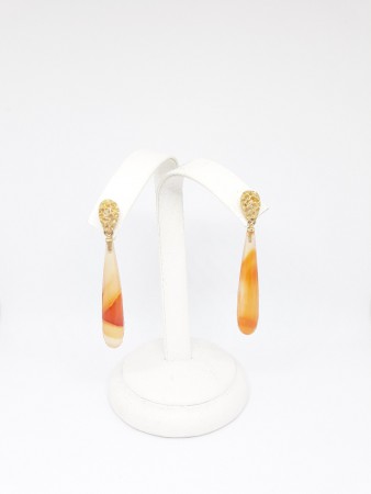 Orecchini oro 18Kt con corniola taglio briolette.  